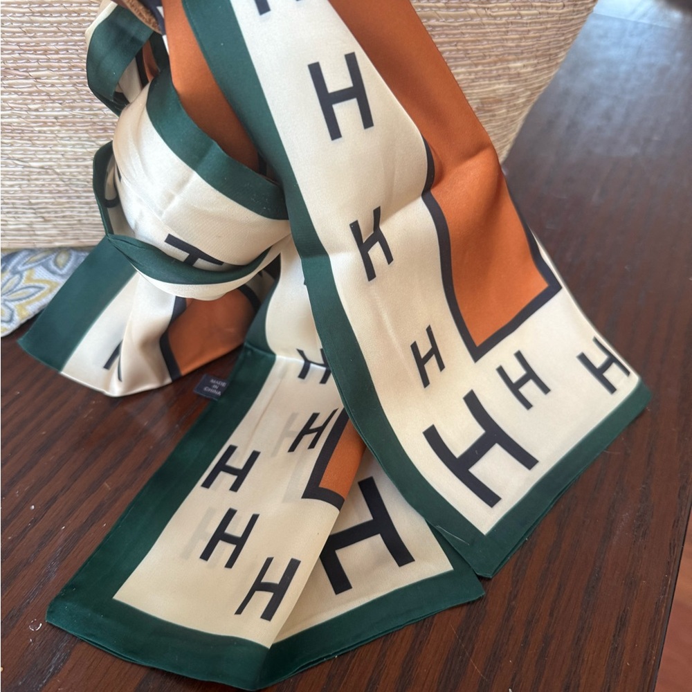 Orange and Green H Pattern Scarf